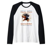 Vero Un Uomo Gioca con Il Loro Cane Bassotto Divertente Weiners Maglia con Maniche Raglan