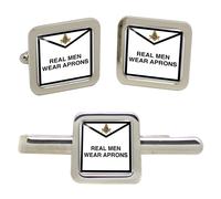Vero Uomo Indossare Grembiuli Massonico Quadrato Gemelli E Fermacravatta Set