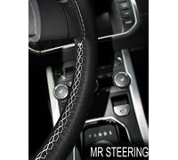 Vero Volante IN Pelle Cover Per Mini Clubman 1969-1980 Bianco Doppio Punto