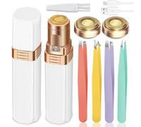 VEROA Depilatore facciale da donna con 2 testine di ricambio e 4 pinzette, con luce di riempimento, rasoio elettrico per il viso, per labbra, baffi, viso (bianco)
