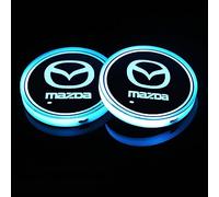 VeroCh 2 Pezzi Universale Auto Acrilico LED Portabicchieri,per Mazda CX-30 CX-8 CX-9 MX-5 Mazad8 Mazad2,con 7 Colori Luminescente Ricarica USB Sostituzione
