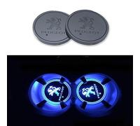 VeroCh 2 Pezzi Universale Auto Acrilico LED Portabicchieri,per Peugeot 2008 3008 4008 5008 607,con 7 Colori Luminescente Ricarica USB Sostituzione