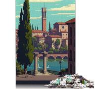 Verona Pixel Art Jigsaw Puzzle Impossible 1000Pcs Decorazione Per La Casa. Rilassamento E Intelligence Per Adulti E Bambini Da 12 Anni 1000pcs (75x50cm)