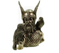 Veronese, busto di Odino con corvi Hugin e Munin, bronzato, 23 cm, scultura