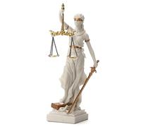 Veronese Design 12 Inch Blind Lady Justice Themis Resin Statue White Gold Finish