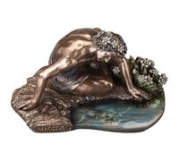 Veronese Design 16 3/4 pollici Narciso e il suo riflesso fuso a freddo resina finitura bronzo scultura