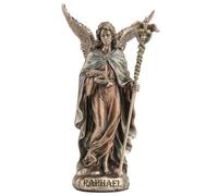 Veronese Design 4 statuette da collezione Raffaello Arcangelo della guarigione in polystone dipinta a mano, finitura bronzata, decorazione per la casa