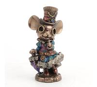 Veronese Design 5 1/2 Steampunk Lady Mouse con cappello a cilindro e ombrellone, statuetta in bronzo