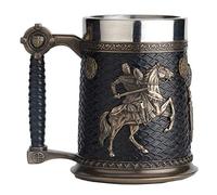 Veronese Design 5.75 Inch 0.5 L Crusader e Saladin Templari Sigil Stein Con Bicchiere In Acciaio Inox Scultura Tazza Figurine Tazza