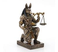 Veronese Design 7 1/4" Anubis inginocchiato che tiene scala della verità e della giustizia statua in resina finitura bronzo