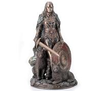 Veronese Design 8 1/4 "Alto Scudo Maiden Freya Norse Dea dell'Amore Bellezza e Guerra Freddo Cast Resina Scultura Bronzo Antico Finitura Statua Regali nordici