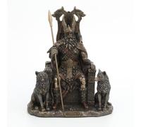 Veronese Design 8 5/8 Inch Odin Sitting On Throne with Wolves Resin Sc
