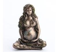 Veronese Design Madre Terra Gaia Seduto Lotucs Pose Dipinto Bronzo Finitura Statuetta in Resina