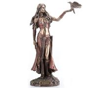 Veronese Design Morrigan - Statua celtica della dea della battaglia con corvo e spada, finitura in bronzo