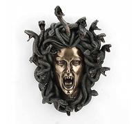 Veronese Design Placca da parete in resina pressofusa con testa di Medusa, 36,8 cm, stile gotico, con finitura in bronzo anticato