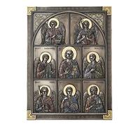 Veronese Design Scultura decorativa da parete, 30 cm, con Gesù e i sette Arcangeli, stile classico, finitura bronzo anticato