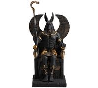 Veronese Design Scultura di Anubi seduto sul trono del dio egiziano 25,4 cm, in resina nera con finitura dipinta in oro nero