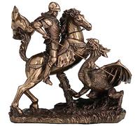 Veronese Design Scultura di San Giorgio l'uccisore di draghi in resina colata a freddo con finitura in bronzo