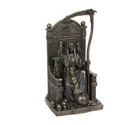 Veronese Design Scultura in resina di Santa Muerte seduto con falce e scala in resina, finitura bronzo anticato