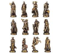 Veronese Design Set di 12 statuette in miniatura con divinità e dee norrene, finitura bronzata