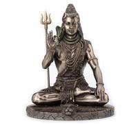 Veronese Design Shiva in posa di meditazione Dio indù in resina colata a freddo finitura bronzo antico scultura statua
