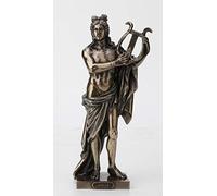 Veronese Design Statua da tavolo classica dell'antico dio greco Apollo che tiene la sua lira rifinita in bronzo