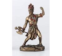 Veronese Design Statua decorativa in resina dipinta a mano con finitura bronzo anticato di Chango Santeria Orisha, dio del fuoco, del tuono, del fulmine e della guerra, 8 cm