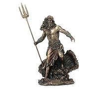 Veronese Design Statua del dio greco Poseidone in piedi sopra le onde che si infrangono