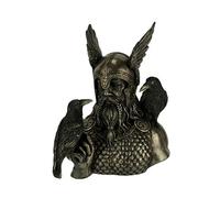 Veronese Design Statua del dio norreno Odino in elmo alato con corvi