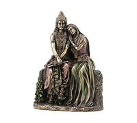 Veronese Design Statua di Dio indù in resina bronzata, alta 16 cm (6 3/4") che si appoggia a Krisna