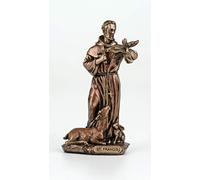 Veronese Design Statua di San Francesco di Assisi in resina pressofusa dipinta a mano, finitura bronzo anticato, 9 cm, decorazione per la casa