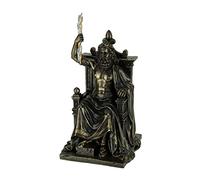 Veronese Design Statua di Zeus con fulmine sul trono, 20 cm, con finitura in bronzo anticato