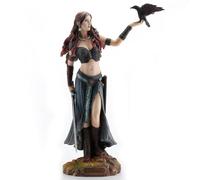 Veronese Design Statua dipinta a mano con dea celtica Morrigan con corvo e spada