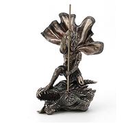 Veronese Design Statua fantasy di San Giorgio l'uccisore di draghi in resina bronzata a freddo, decorazione per la casa da collezione
