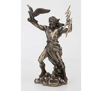Veronese Design Statua greca da 20,5 cm, dio greco Zeus Thunderbolt Strike in resina colata a freddo, finitura bronzo antico, decorazione per la casa
