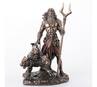Veronese Design Statua greca del dio greco degli inferi con Cerbero in resina colata a freddo, finitura bronzo, 16 cm