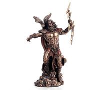 Veronese Design Statuetta di Zeus, il dio greco del cielo, in resina colata a freddo, finitura bronzata, 19 cm