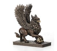 Veronese Design Statuetta in bronzo dipinta a mano con artiglio celtico di grifone su sfera in resina, altezza 18 cm
