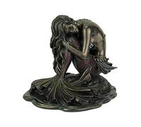 Veronese Design Zeckos Sirena Solitude Sirena seduta su roccia finitura bronzo statua