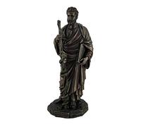 Veronese Ippocrate Greco Padre della Medicina Holding Book & Staff Bronze Finish Statua
