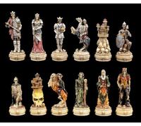Veronese - Set di scacchi con scheletro cavaliere, scacchi fantasy con 32 | Cavalieri e Unmorti dipinti a mano con base a teschio, 32 figure degli scacchi per gli appassionati di gotico