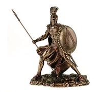 Veronese - Statuetta di Leonida, comandante spartano con scudo e lancia, 19 cm, abbronzato