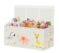 VERONLY Contenitore Giochi Bambini Pieghevoli Extra Large Cesta Porta Baule Portagiochi Bambini Contenitori con Coperchio Ribalta La Cameretta dei Bambini, Vestiti e Camera da Letto（Beige,99x34x39cm）
