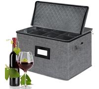 VERONLY Contenitore per bicchieri da vino, bicchieri da vino, bicchierini da vino, contenitore per bicchieri da vino, scatola pieghevole per 12 bicchieri di cristallo, colore: grigio champagne