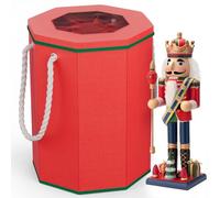 VERONLY Scatola per schiaccianoci, scatola ottagonale da collezione con coperchio trasparente e maniglie, decorazione natalizia per personaggi natalizi da 9 a 16" e collezione di bambole da soldato