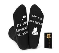 Veroola Calzini Uomo Divertenti, NON STO DORMENDO STO SOLO RIPOSANDO GLI OCCHI, Regalo Divertente per la Festa del Papà, Compleanno, Natale, Calzini da Uomo per il Papà, Nonno, Fidanzato