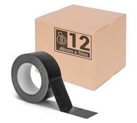 verpacking 12x Nastro americano nero 48 mm x 50 m Nastro telato per riparazioni | adesivo resistente in gomma naturale