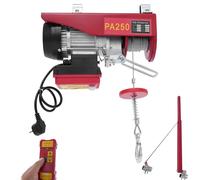 Verricello elettrico da 550 W con telecomando, portata elettrica 250 kg, corda in acciaio, protezione IP40, verricello elettrico per costruzione, magazzino e industria, 2 modalità di funzionamento e