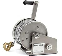 Verricello Manuale Acciaio Inox con Freno Automatico, Verricello Manuale Piccolo, Argano Manuale a Fune Passante per Barca e Auto, Prima Scelta per il Sollevamento e il Traino di Carichi Pesanti10m
