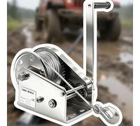 Verricello Manuale Acciaio Inox per Barca e Auto, 1200lbs Verricello Manuale Piccolo con Freno Automatico e Fune in Acciaio da 10m, Argano Manuale per Tirare e Sollevare Carichi Pesanti